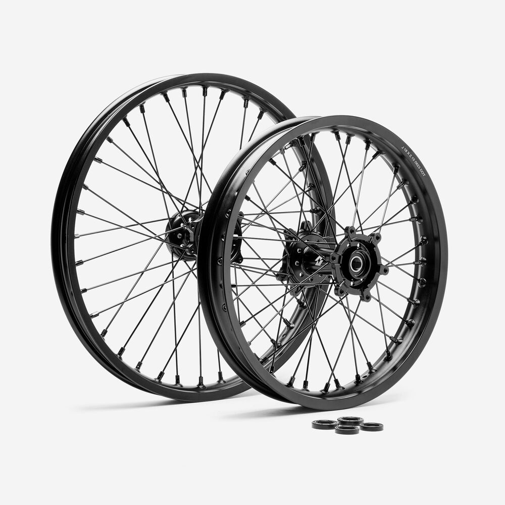 Full-E Charged Front and Rear Wheel Set 21inch x 1.6 & 18inch x 2.15 for Ultra Bee Black Spokes